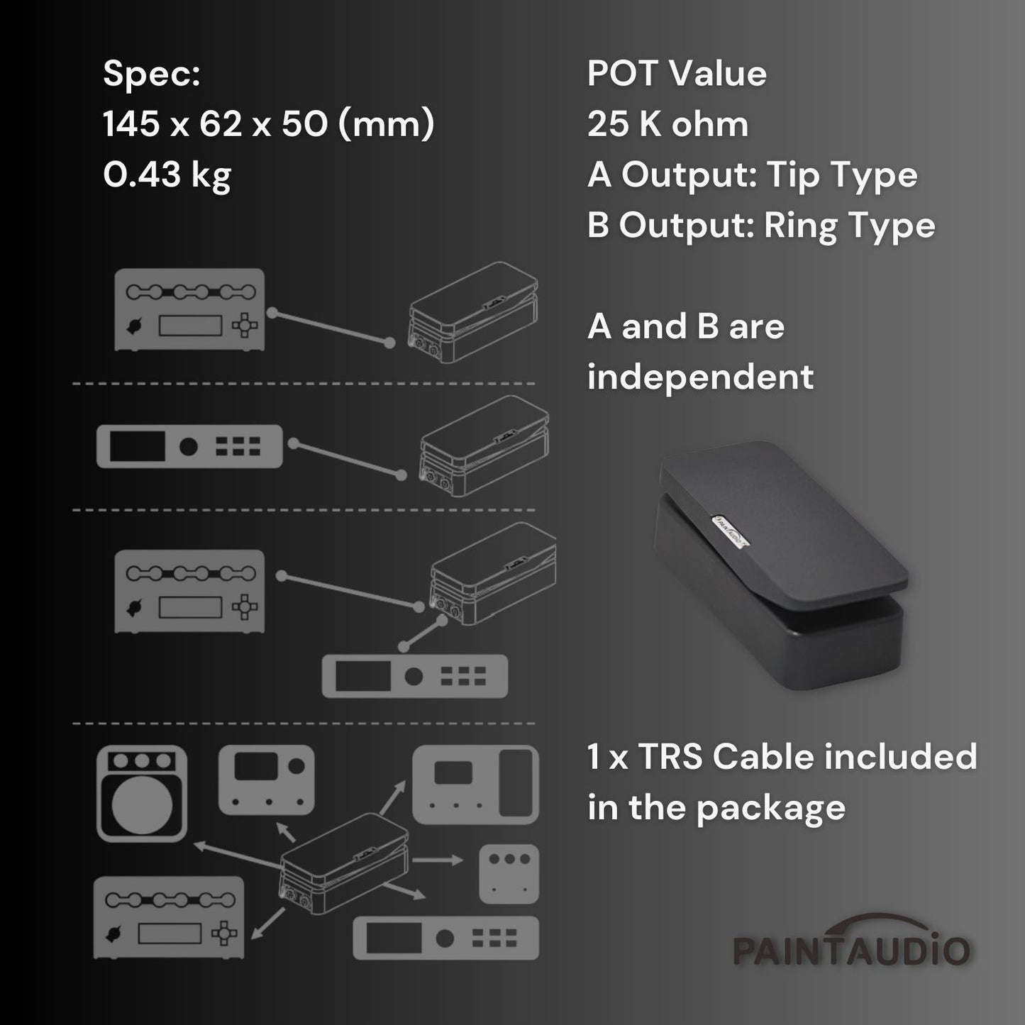 Foot Captain Expression Pedal Tip/Ring Dual Outputs