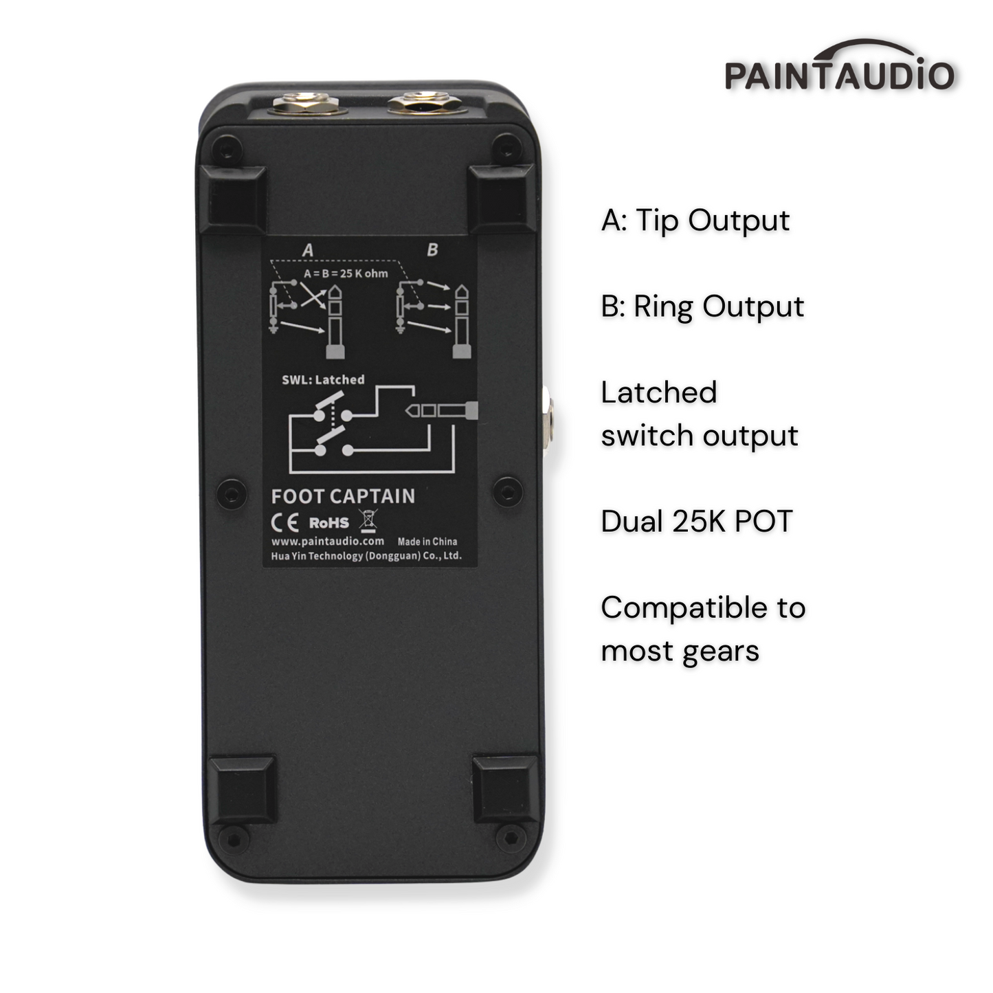 Foot Captain SWL Expression Pedal Tip/Ring Dual Outputs and Latched Switch Output