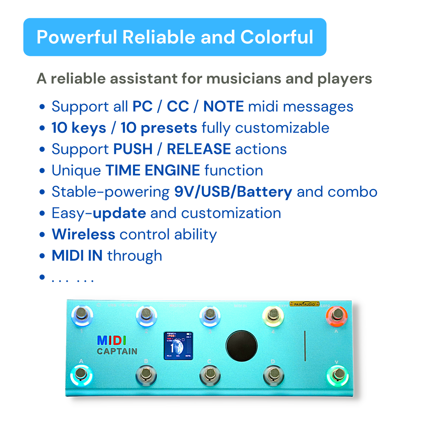 PaintAudio MIDI Captain Foot Controller (BLUE)